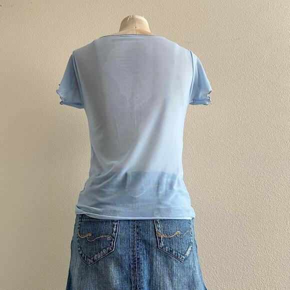 handmade light blue sheer mesh top - Picture 4 of 6